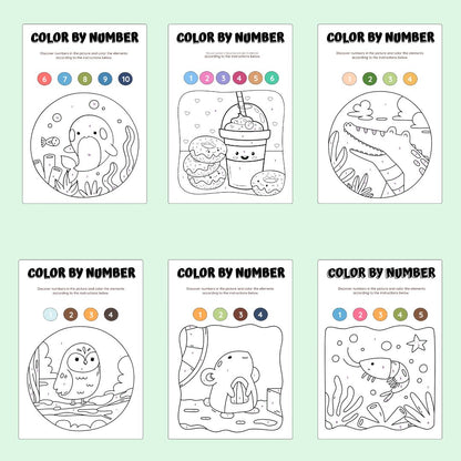 Color by Number Activity Book for Kids — 50 Printable Coloring Pages