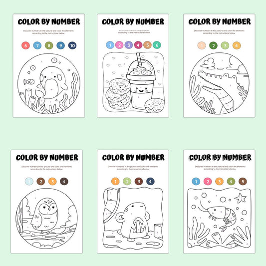 Color by Number Activity Book for Kids — 50 Printable Coloring Pages
