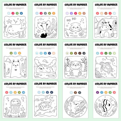 Color by Number Activity Book for Kids — 50 Printable Coloring Pages