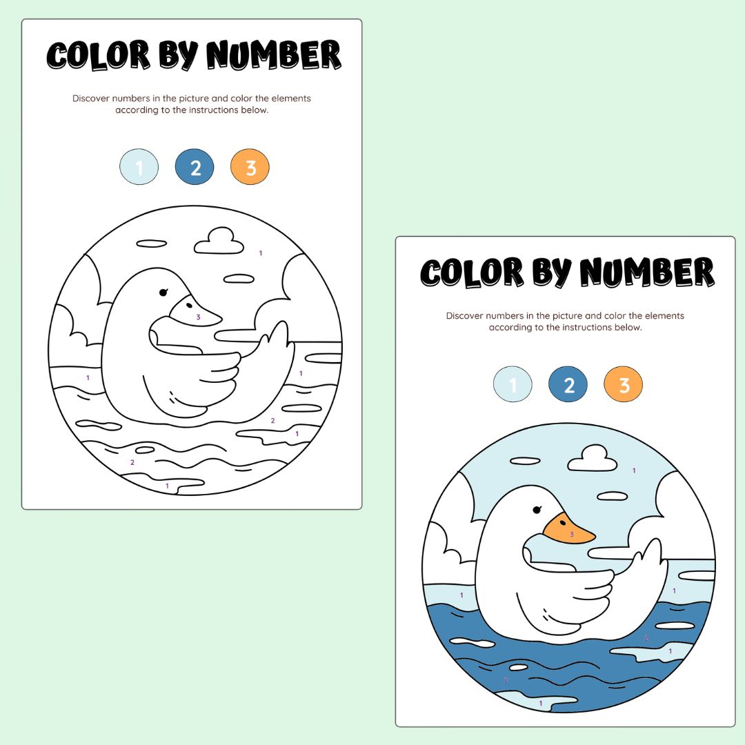 Color by Number Activity Book for Kids — 50 Printable Coloring Pages