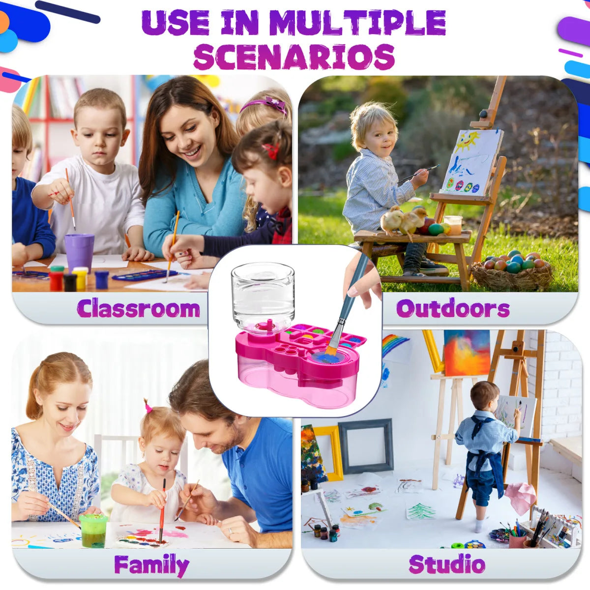 Kids Paint Brush Cleaner Station